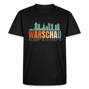 Varsovie Pologne Skyline - T-shirt Premium bio Homme - noir - Devant - Nico (187cm)