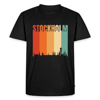 Stockholm Suède Skyline - T-shirt Premium bio Homme - noir - Devant - Nico (187cm)