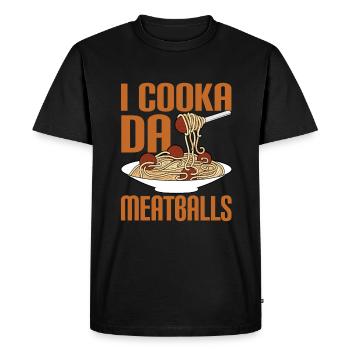 Boulettes de viande Boulettes de viande Cadeau - T-shirt Premium bio Homme - noir - Devant - Nico (187cm)