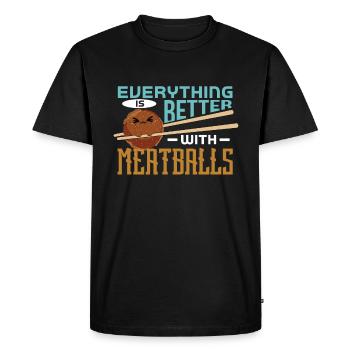 Boulettes de viande Boulettes de viande Cadeau - T-shirt Premium bio Homme - noir - Devant - Nico (187cm)
