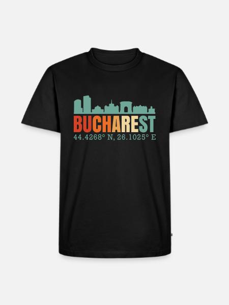Bucharest Bucharest Romania Skyline - Men's Premium Organic T-Shirt - black