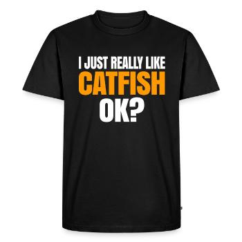 Cadeau de pêche au poisson-chat - T-shirt Premium bio Homme - noir - Devant - Nico (187cm)