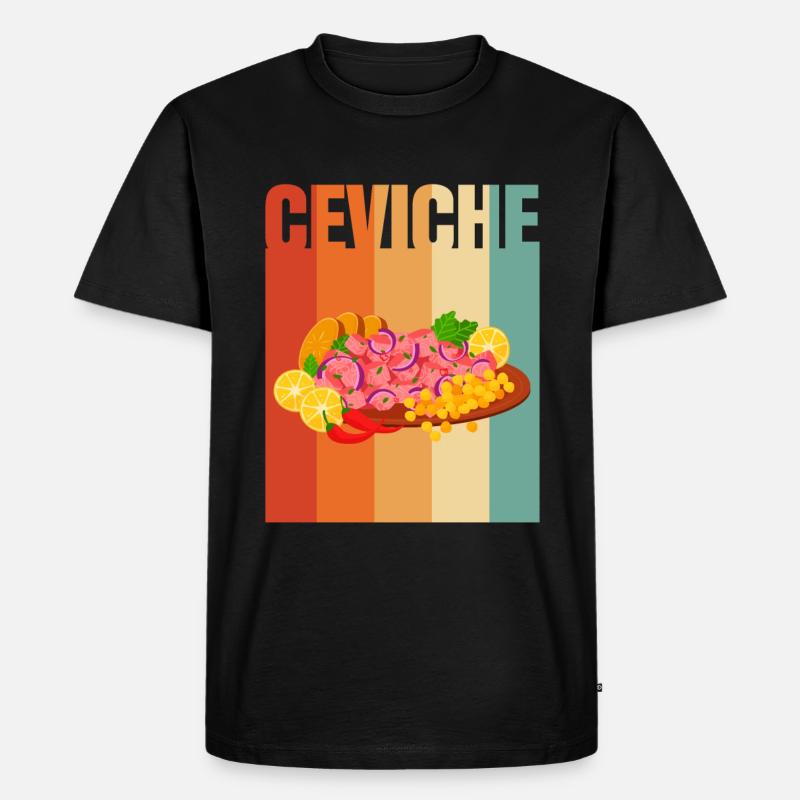 Retro Ceviche - Männer Premium Bio T-Shirt - Schwarz