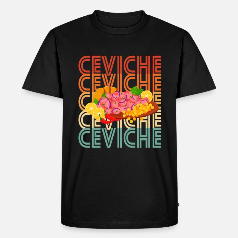 Retro Ceviche - Männer Premium Bio T-Shirt - Schwarz