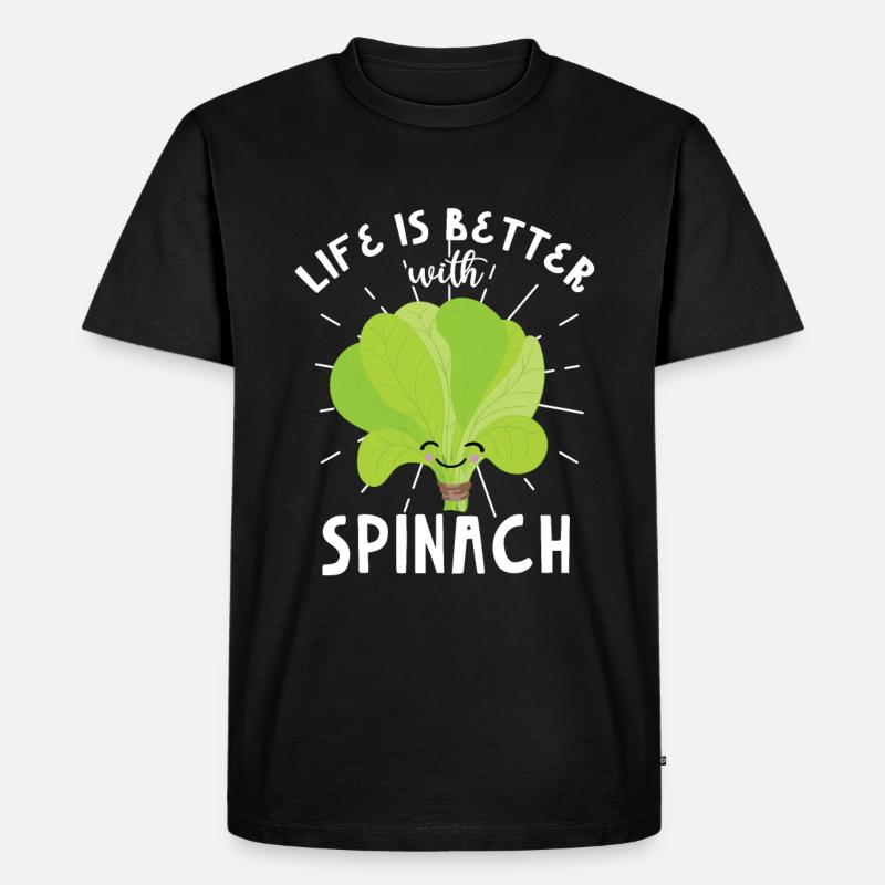 Spinat - Männer Premium Bio T-Shirt - Schwarz