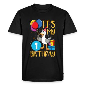 1er anniversaire - T-shirt Premium bio Homme - noir - Devant - Nico (187cm)