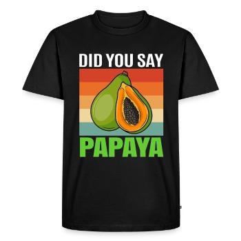 Cadeau d’été aux fruits de papaye - T-shirt Premium bio Homme - noir - Devant - Nico (187cm)