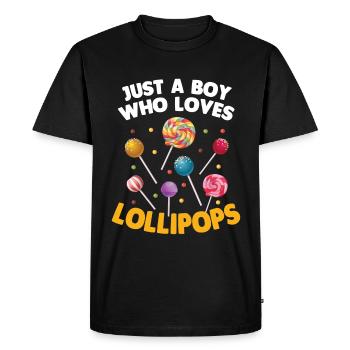 Cadeau de bonbons Lollipop - T-shirt Premium bio Homme - noir - Devant - Nico (187cm)