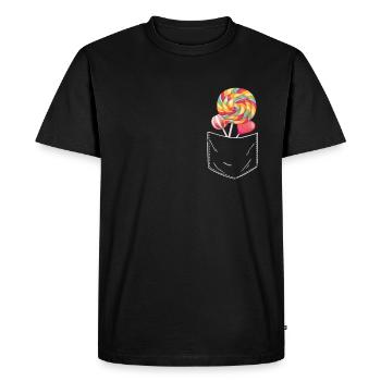 Cadeau de bonbons Lollipop - T-shirt Premium bio Homme - noir - Devant - Nico (187cm)