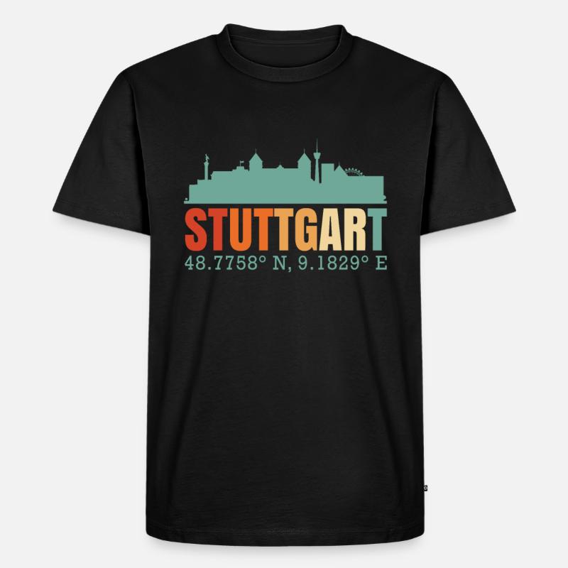 Stuttgart Skyline - Männer Premium Bio T-Shirt - Schwarz
