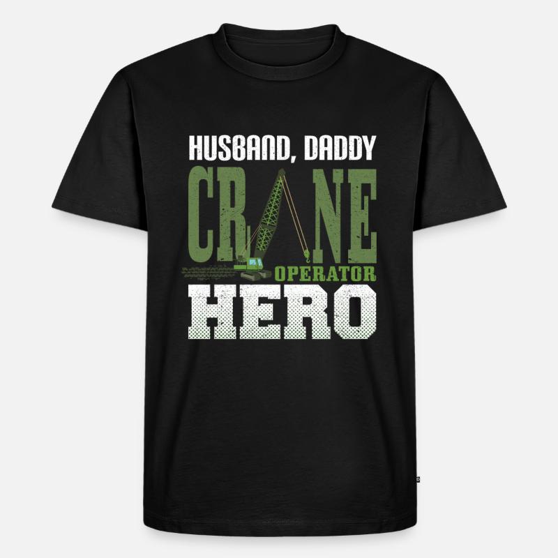 Kranführer Kran Geschenk - Männer Premium Bio T-Shirt - Schwarz