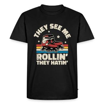 Patin à roues alignées Cadeau de patin à roues alignées - T-shirt Premium bio Homme - noir - Devant - Nico (187cm)