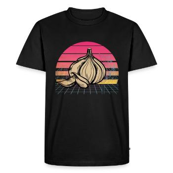 Garlic Garlic Bread Food Gift - Men's Premium Organic T-Shirt - black - Front - Nico (187cm)