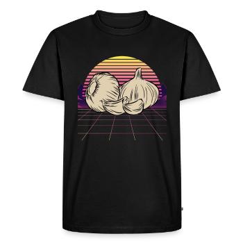 Garlic Garlic Bread Food Gift - Men's Premium Organic T-Shirt - black - Front - Nico (187cm)