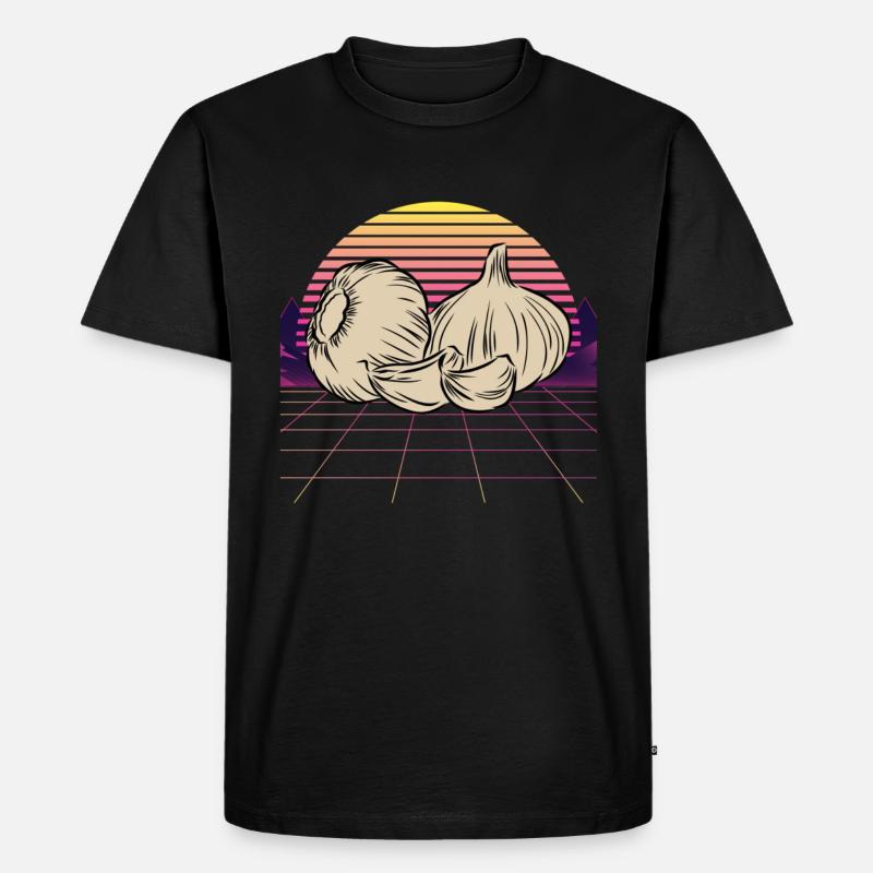 Knoblauch Knoblauchbrot Essen Geschenk - Männer Premium Bio T-Shirt - Schwarz