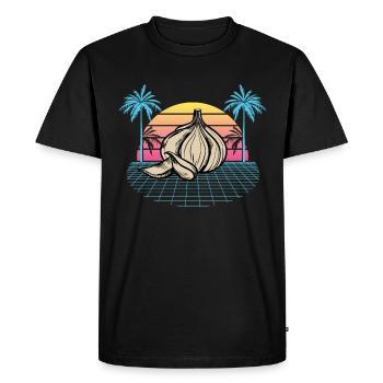 Garlic Garlic Bread Food Gift - Men's Premium Organic T-Shirt - black - Front - Nico (187cm)