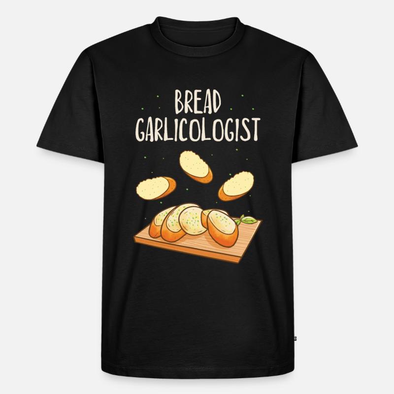 Knoblauch Knoblauchbrot Essen Geschenk - Männer Premium Bio T-Shirt - Schwarz