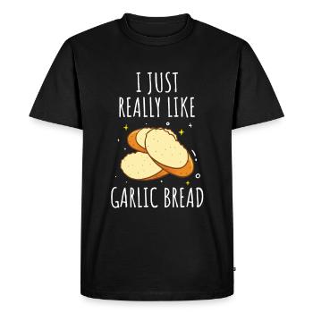Garlic Garlic Bread Food Gift - Men's Premium Organic T-Shirt - black - Front - Nico (187cm)