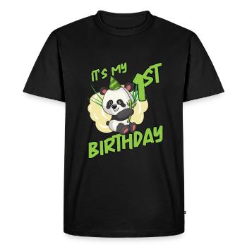 C’est mon 1er panda anniversaire - T-shirt Premium bio Homme - noir - Devant - Nico (187cm)