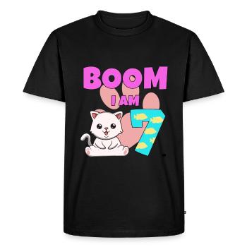 7th birthday cat - Men's Premium Organic T-Shirt - black - Front - Nico (187cm)