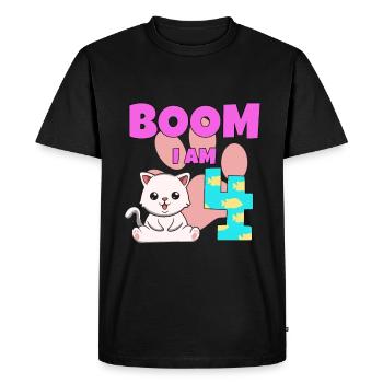 4th birthday cat - Men's Premium Organic T-Shirt - black - Front - Nico (187cm)