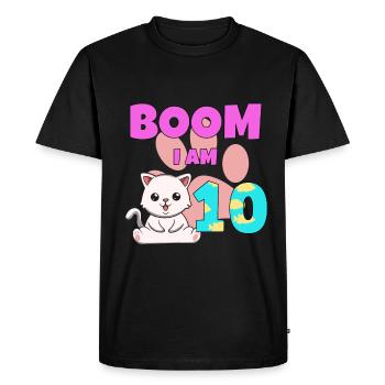 Chat de 10e anniversaire - T-shirt Premium bio Homme - noir - Devant - Nico (187cm)