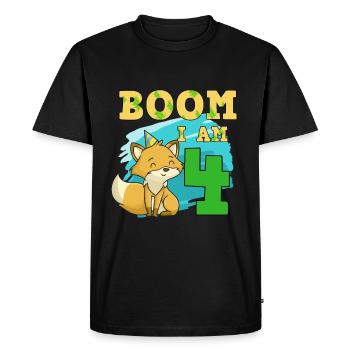 4th birthday fox - Men's Premium Organic T-Shirt - black - Front - Nico (187cm)