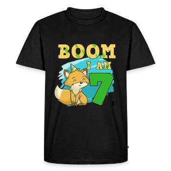 7th birthday fox - Men's Premium Organic T-Shirt - black - Front - Nico (187cm)