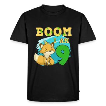 9th birthday fox - Men's Premium Organic T-Shirt - black - Front - Nico (187cm)