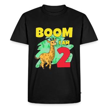 Girafe 2ème anniversaire - T-shirt Premium bio Homme - noir - Devant - Nico (187cm)