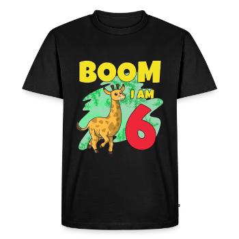 Girafe 6ème anniversaire - T-shirt Premium bio Homme - noir - Devant - Nico (187cm)
