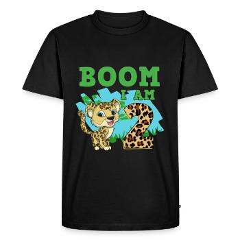 2ème anniversaire léopard - T-shirt Premium bio Homme - noir - Devant - Nico (187cm)