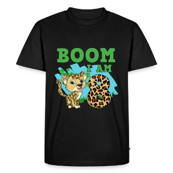 8e anniversaire Léopard - T-shirt Premium bio Homme - noir - Devant - Nico (187cm)