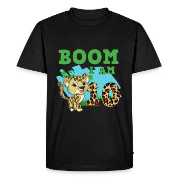 10e anniversaire Léopard - T-shirt Premium bio Homme - noir - Devant - Nico (187cm)