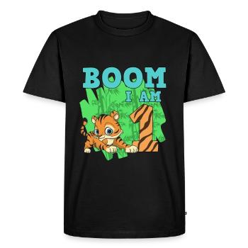 1er anniversaire - T-shirt Premium bio Homme - noir - Devant - Nico (187cm)