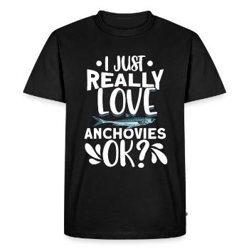 Anchois Poissons Sardaigne Cadeau - T-shirt Premium bio Homme - noir - Devant - Nico (187cm)