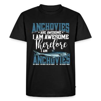 Anchois Poissons Sardaigne Cadeau - T-shirt Premium bio Homme - noir - Devant - Nico (187cm)