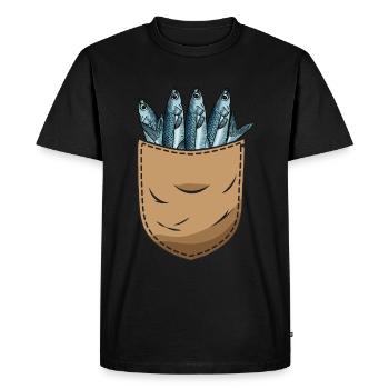 Acciughe Pesci Sardegna Regalo - Maglietta ecologica premium da uomo - nero - Fronte - Nico (187cm)