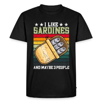Anchois Poissons Sardaigne Cadeau - T-shirt Premium bio Homme - noir - Devant - Nico (187cm)