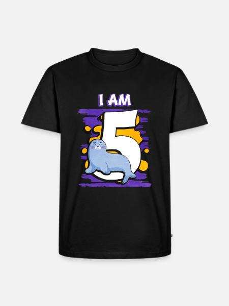 Ich Bin 5 Robbe - Männer Premium Bio T-Shirt - Schwarz