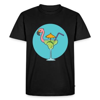 Flamingo Cocktail - Men's Premium Organic T-Shirt - black - Front - Nico (187cm)