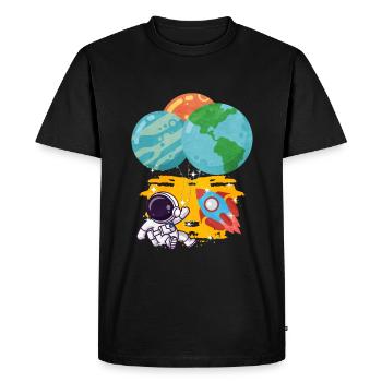 Astronaut Pluto Neptune Earth Balloon - Men's Premium Organic T-Shirt - black - Front - Nico (187cm)
