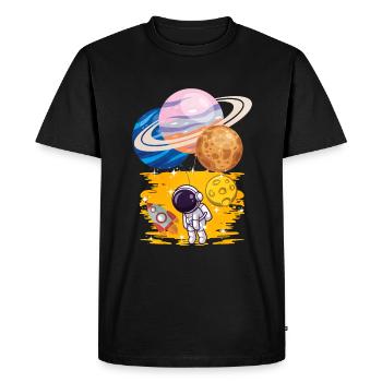 Astronaut Uranus Mercury Saturn Balloons - Men's Premium Organic T-Shirt - black - Front - Nico (187cm)
