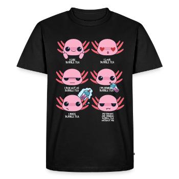 Axolotl and Bubble Tea - Men's Premium Organic T-Shirt - black - Front - Nico (187cm)