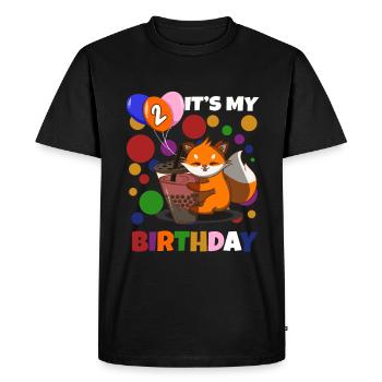 2nd Birthday Fox - Men's Premium Organic T-Shirt - black - Front - Nico (187cm)