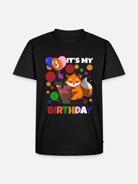 3rd Birthday Fox - Men's Premium Organic T-Shirt - black