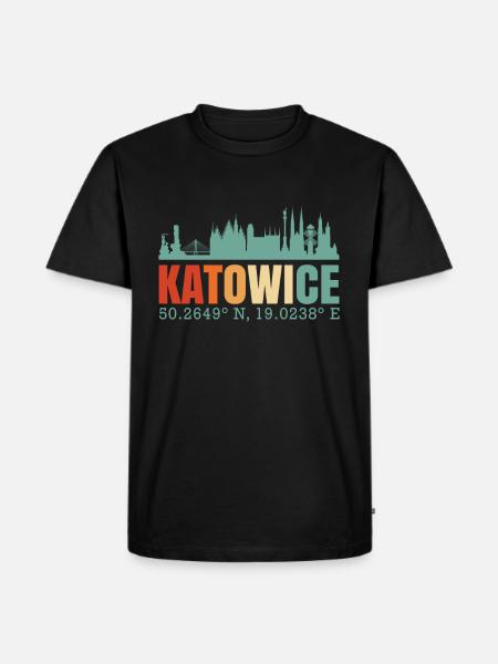Poland Katowice Skyline - Men's Premium Organic T-Shirt - black