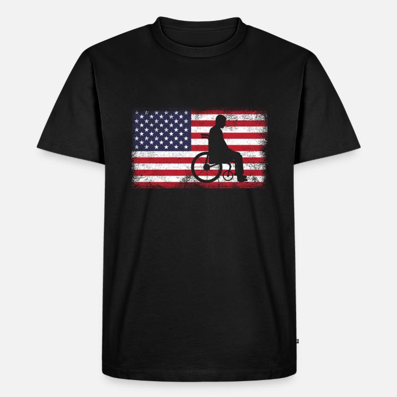 Rollstuhl - Männer Premium Bio T-Shirt - Schwarz