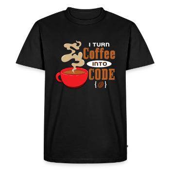 I turn coffee into code - Men's Premium Organic T-Shirt - black - Front - Nico (187cm)