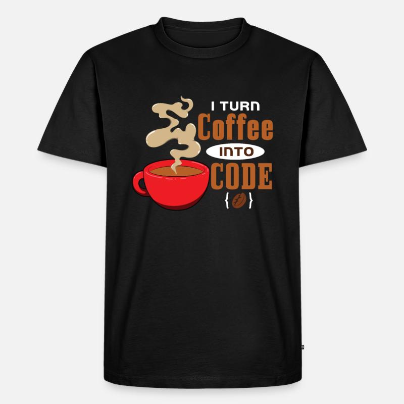 I turn coffee into code - Men's Premium Organic T-Shirt - black
